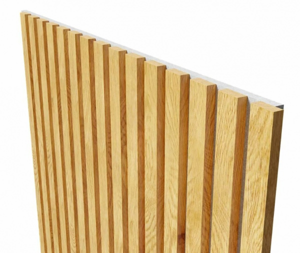 Акустическая панель, серый войлок, 2750х600х19мм, рейки МДФ дуб Медный